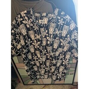 UZZI Men's Short Sleeve Button-Up Shirt XXL Black & White Print